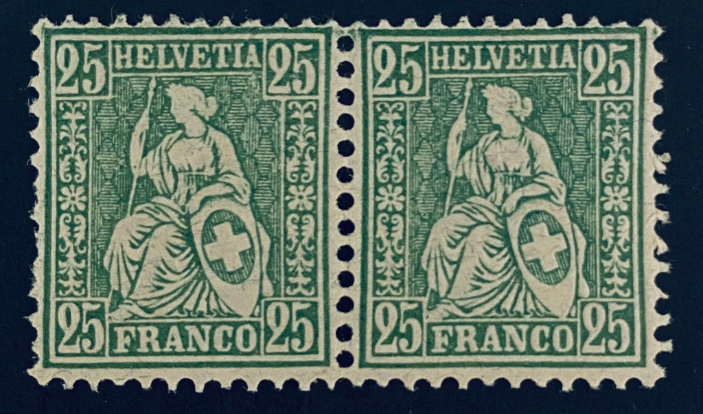 Switzerland PAIR Seated Helvetia 25 Rappen Stamp Scotts Cat #55a Mint