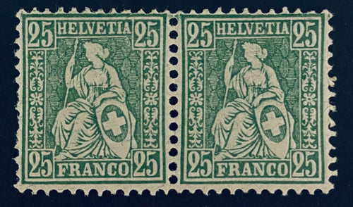 Switzerland PAIR Seated Helvetia 25 Rappen Stamp Scotts Cat #55a Mint